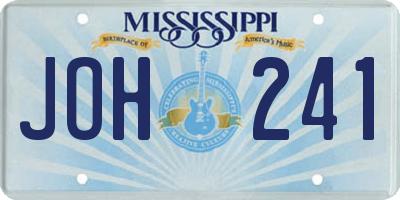 MS license plate JOH241