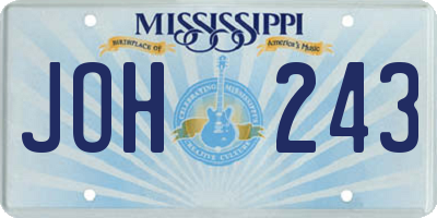 MS license plate JOH243
