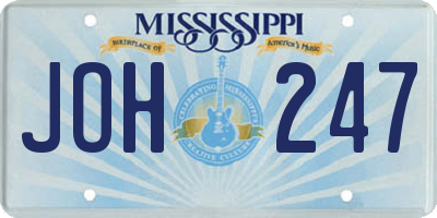 MS license plate JOH247