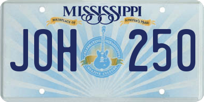 MS license plate JOH250