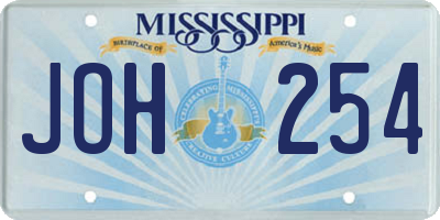 MS license plate JOH254