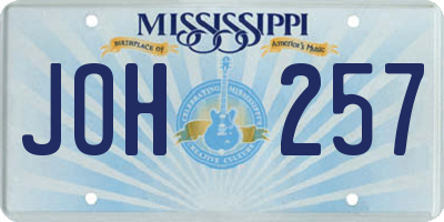 MS license plate JOH257