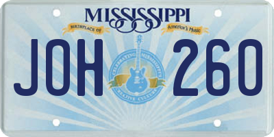 MS license plate JOH260