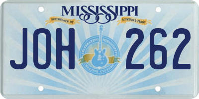 MS license plate JOH262
