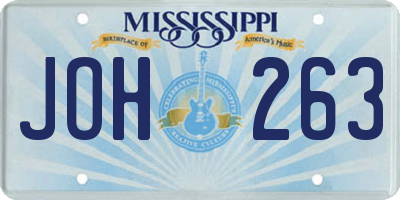 MS license plate JOH263