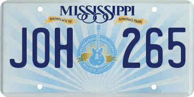 MS license plate JOH265
