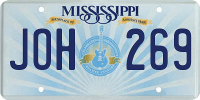 MS license plate JOH269