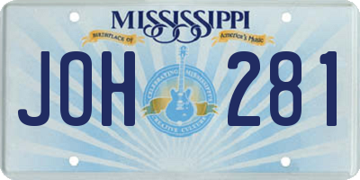 MS license plate JOH281
