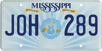 MS license plate JOH289