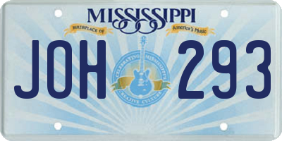 MS license plate JOH293