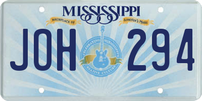 MS license plate JOH294