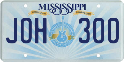 MS license plate JOH300