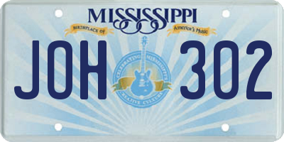 MS license plate JOH302