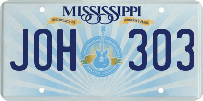 MS license plate JOH303