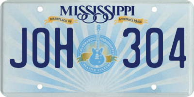 MS license plate JOH304