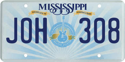 MS license plate JOH308