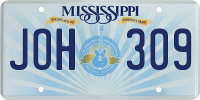 MS license plate JOH309
