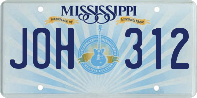 MS license plate JOH312