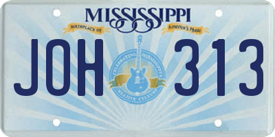 MS license plate JOH313