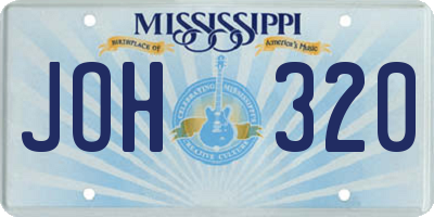 MS license plate JOH320