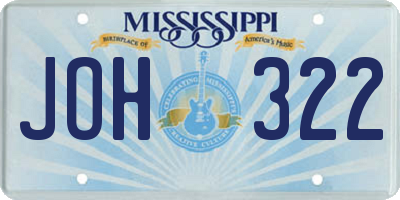 MS license plate JOH322