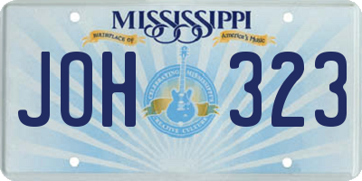 MS license plate JOH323
