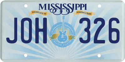 MS license plate JOH326