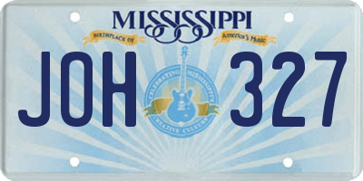 MS license plate JOH327