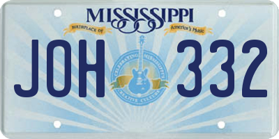 MS license plate JOH332
