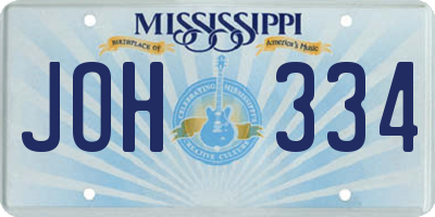 MS license plate JOH334