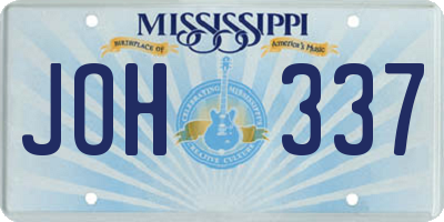 MS license plate JOH337