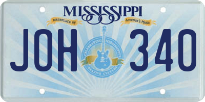 MS license plate JOH340