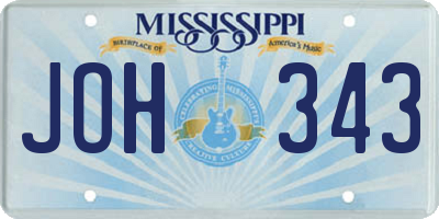 MS license plate JOH343
