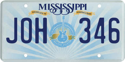 MS license plate JOH346