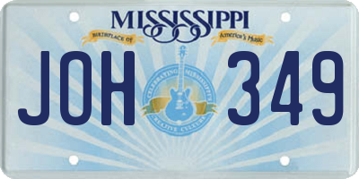MS license plate JOH349