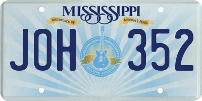 MS license plate JOH352