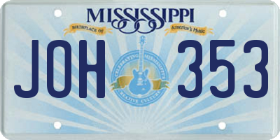 MS license plate JOH353