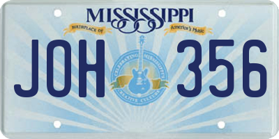 MS license plate JOH356