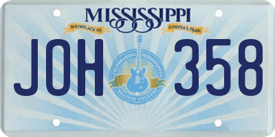 MS license plate JOH358