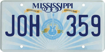 MS license plate JOH359
