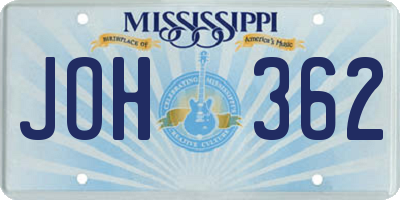 MS license plate JOH362