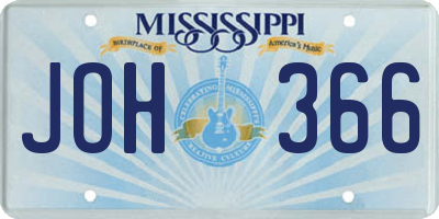 MS license plate JOH366