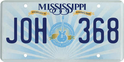 MS license plate JOH368