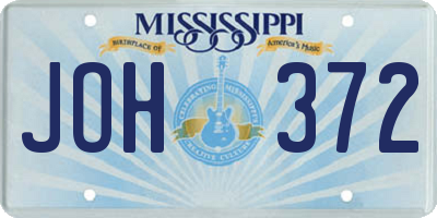 MS license plate JOH372