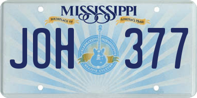MS license plate JOH377