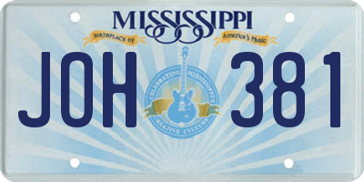 MS license plate JOH381
