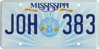 MS license plate JOH383