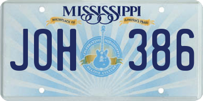 MS license plate JOH386