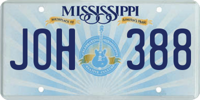 MS license plate JOH388