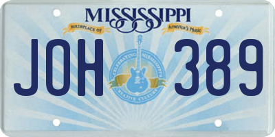 MS license plate JOH389